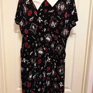 Torrid Disney Villains Skater Midi Stretch Velvet Collared Dress